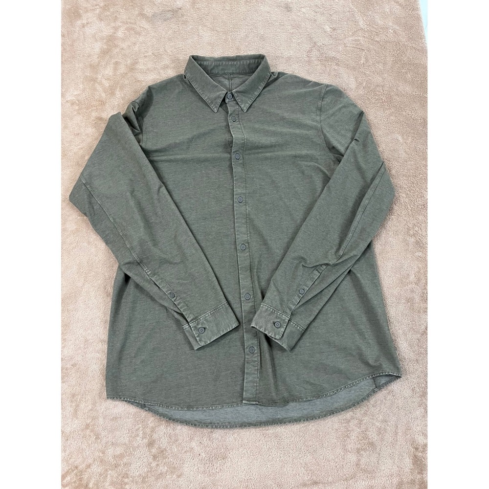 Lululemon Commission Long Sleeve Shirt Men XL Gray Button Up Long Sleeve EUC